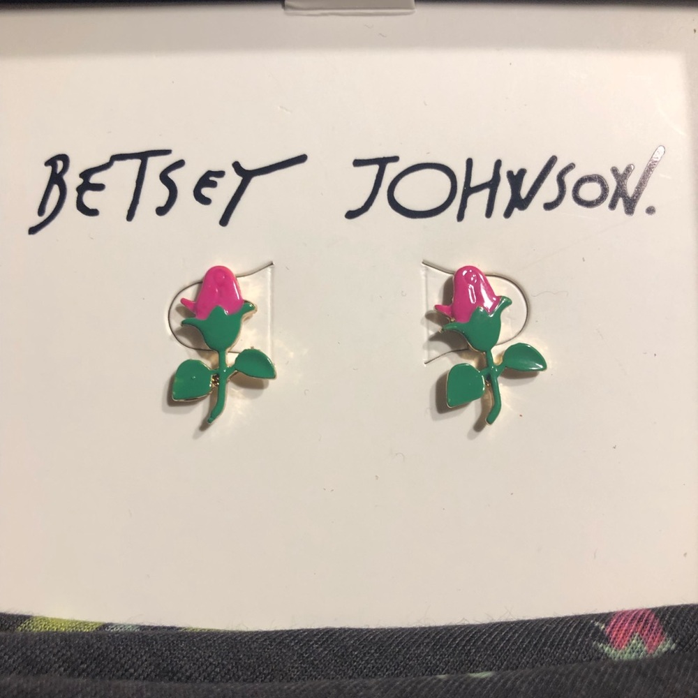 Betsey Johnson Black Floral Print Bandana/Earrings - Picture 3 of 6